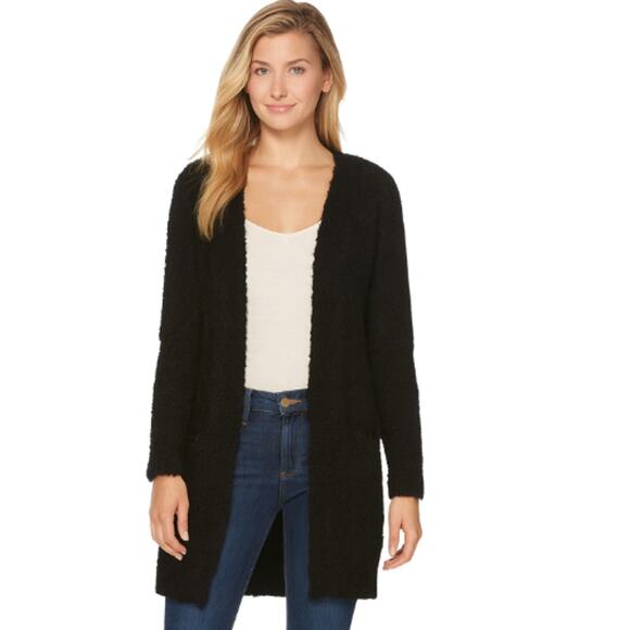 Love Tree Eyelash Knit Thigh-Length Cardigan in Black – NWT Size Small - Picture 1 of 4
